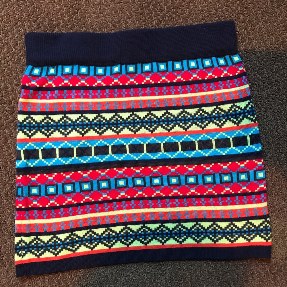 Cute, comfy and colorful sweater skirt.
